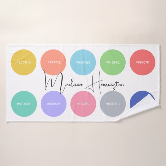 16進コードの色名前をカスタムするデザイナ バスタオル (バスタオル)