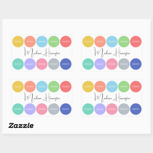 16進コードの色名前をカスタムするデザイナ 長方形シール (シート)