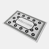 16進タイルデザイン緑の灰色のウェルカムフォーマット ドアマット (アングル)