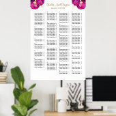 160ピンクと金ゴールドのフローラ結婚の座席表 ポスター (ホームオフィス)