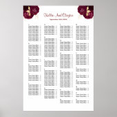 160ブルゴーニュと金ゴールドのフローラ結婚の座席表 ポスター (正面)