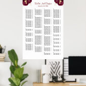 160ブルゴーニュと金ゴールドのフローラ結婚の座席表 ポスター (ホームオフィス)