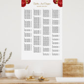 160赤と金ゴールドのフローラ結婚の座席表 ポスター (キッチン)