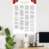 160赤と金ゴールドのフローラ結婚の座席表 ポスター (ホームオフィス)