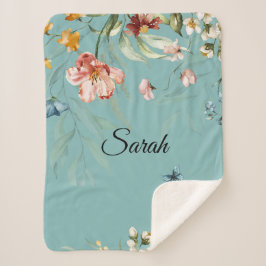 1600の水彩花模様、ベビーガールベビーカー シェルパブランケット