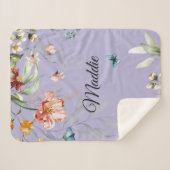 1600の水彩花模様、ベビーガールベビーカー シェルパブランケット (正面(横))