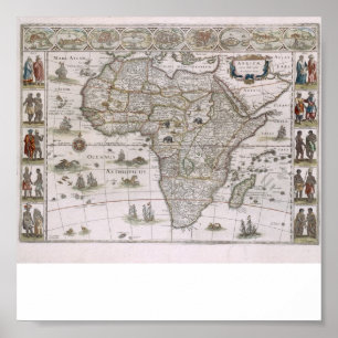1600年からのアフリカの地図 ポスター