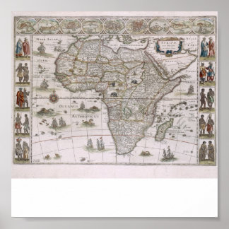 1600年からのアフリカの地図 ポスター