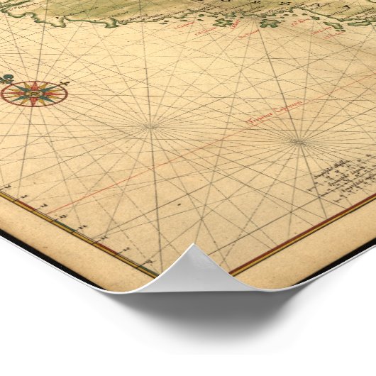 1600年代の島の地図としてのカリフォルニア。 ポスター (角)