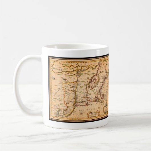 1600年代ニューイングランド先住民入植地地図  コーヒーマグカップ (左)