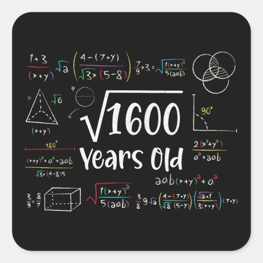 1600 40歳の誕生日40歳のギフトの平方根 スクエアシール (正面)