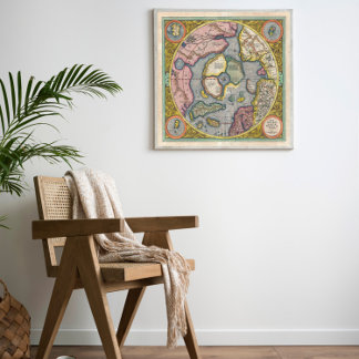 1606メルカトル北極圏のホンディウス地図 ポスター