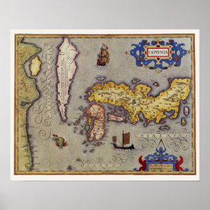 1606年のメルカトルとホンドゥイウスによる日本地図 ポスター