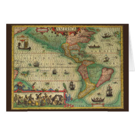 1606年製アメリカ大陸の古風な世界地図