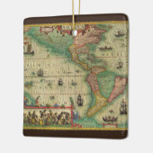 1606年製 アメリカ大陸の古風な古地図 セラミックオーナメント (左)