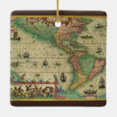 1606年製 アメリカ大陸の古風な古地図 セラミックオーナメント (裏面)
