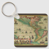 1606年 アンティーク 古地図 アメリカ大陸 キーホルダー (正面)