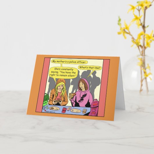 1614母は警察官の漫画 カード (黄色い花)