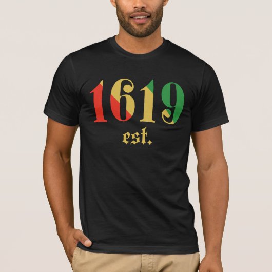 1619年アフリカ系アメリカ人を設立 Tシャツ (正面)