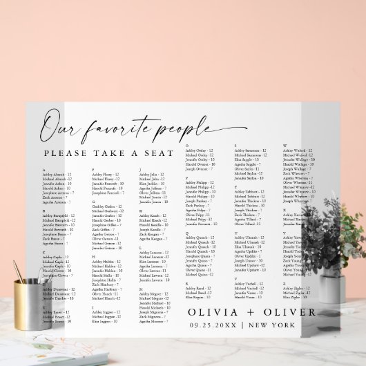 162人結婚までのアルファベット座席表 アクリルサイン (ウェディング)