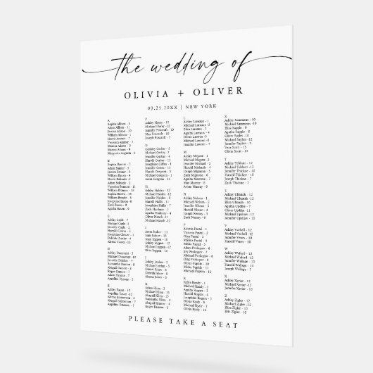 162人結婚までのアルファベット座席表 アクリルサイン (傾斜)