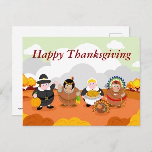 1621モダン年の感謝祭の漫画。 シーズンポストカード (正面/裏面)