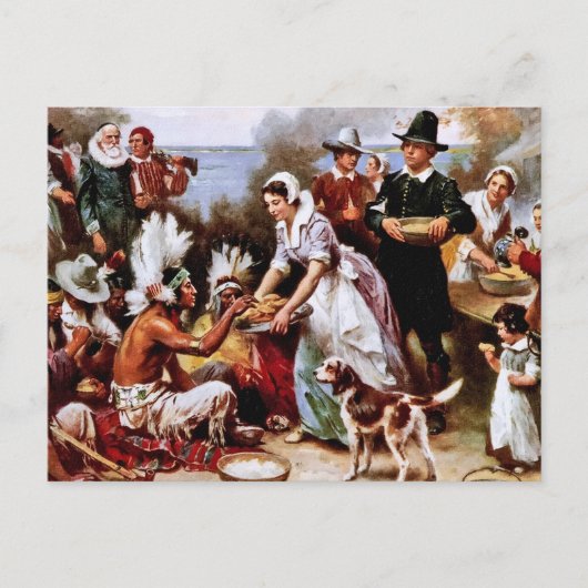 1621年の最初の感謝祭。ポストカード シーズンポストカード (正面)