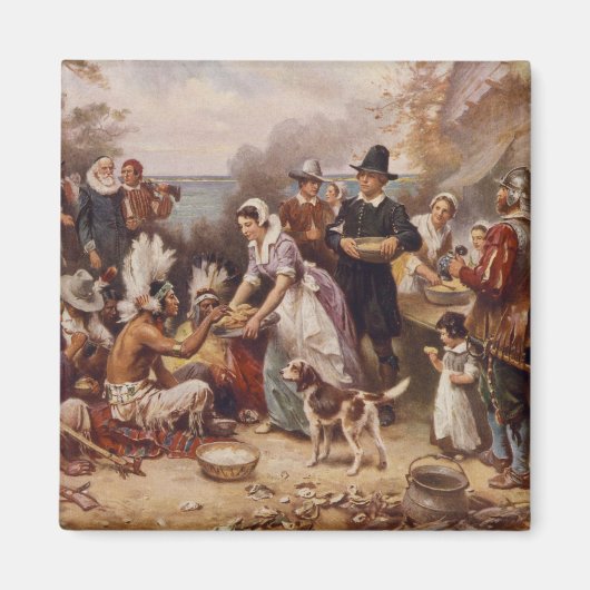 1621年の最初の感謝祭 | c.1932 マグネット (正面)