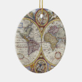 1626年のヴィンテージの世界地図 セラミックオーナメント (右)