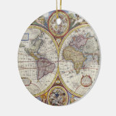 1626年のヴィンテージの世界地図 セラミックオーナメント (左)