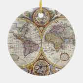 1626年のヴィンテージの世界地図 セラミックオーナメント (裏面)