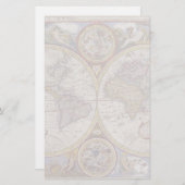 1626年のヴィンテージの世界地図 便箋 (正面/裏面)