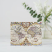 1626 vintage 世界地図 ポストカード (スタンド正面)