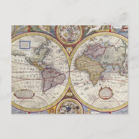 1626 vintage 世界地図 ポストカード (正面)