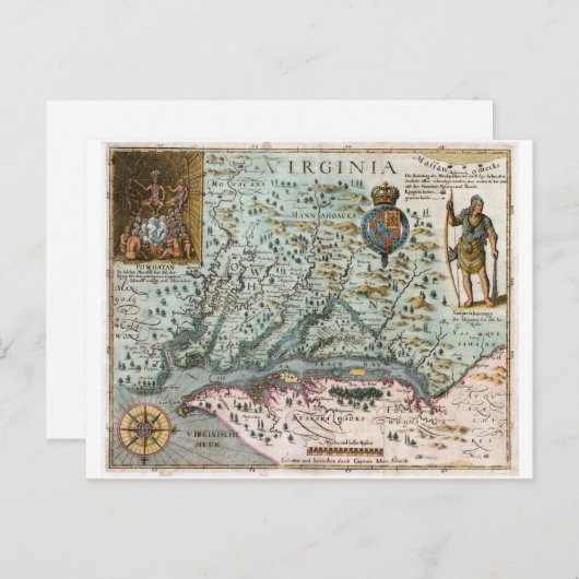 1627バージニアの地図 ポストカード (正面/裏面)