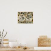 1627ヴィンテージ世界地図 ポスター (キッチン)