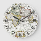 1630年のヘンドリック・ホンディウスによるアンティークオールドワールドマップ ラージ壁時計 (正面)