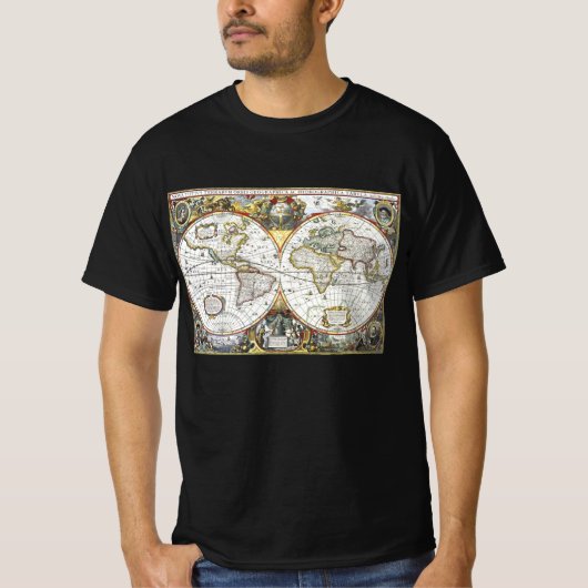 1630年のヘンドリック・ホンディウスによる古地図 Tシャツ (正面)