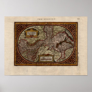 1631年の地図:メルカトル・ホンジウスのゲルドリア・デュカタス ポスター