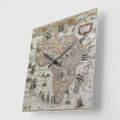 1635年頃のブラエウによるアフリカの古地図 スクエア壁時計 (傾斜)