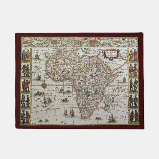 1635年頃のブラエウによるアフリカの古地図 ドアマット (正面)