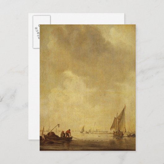 1638年の漁師が網を敷く川の風景 ポストカード (正面/裏面)