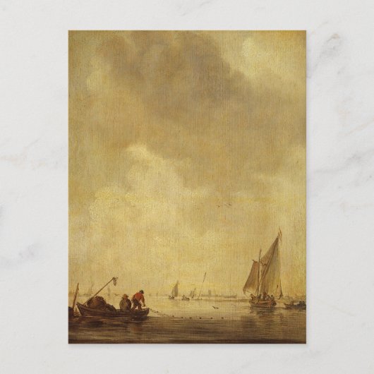 1638年の漁師が網を敷く川の風景 ポストカード (正面)