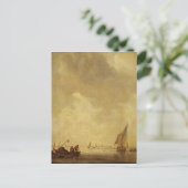 1638年の漁師が網を敷く川の風景 ポストカード (スタンド正面)