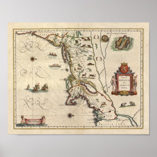 1640マップ"Nova Belgica Et Anglia Nova" ポスター (正面)