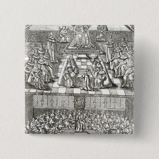 1640年に議会の家 缶バッジ (正面)