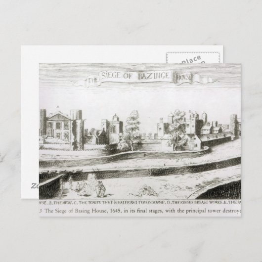 1645年、ベーシングハウスの包囲 ポストカード (正面/裏面)