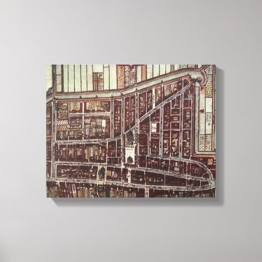 1649年からのデルフトのレプリカ市地図 キャンバスプリント (正面)