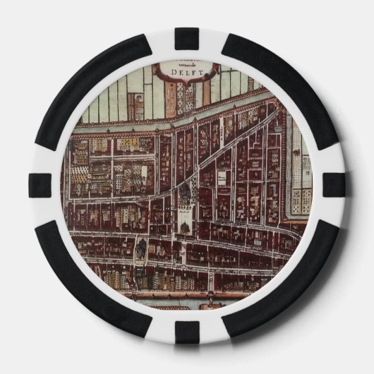 1649年からのデルフトのレプリカ市地図 ポーカーチップ (正面)
