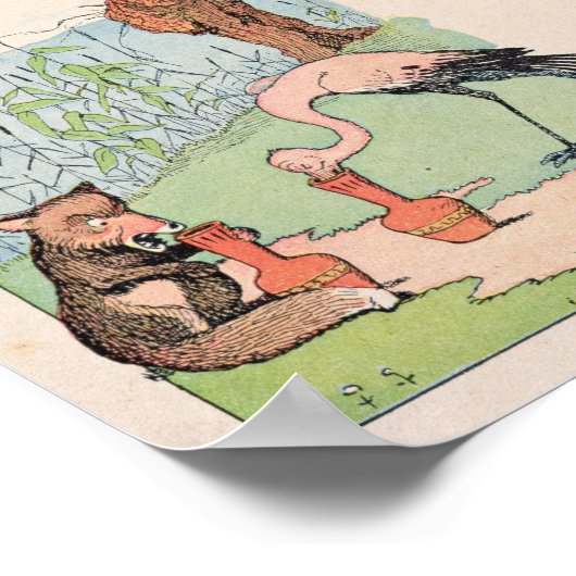 164.コウノトリとキツネと厩舎 ポスター (角)